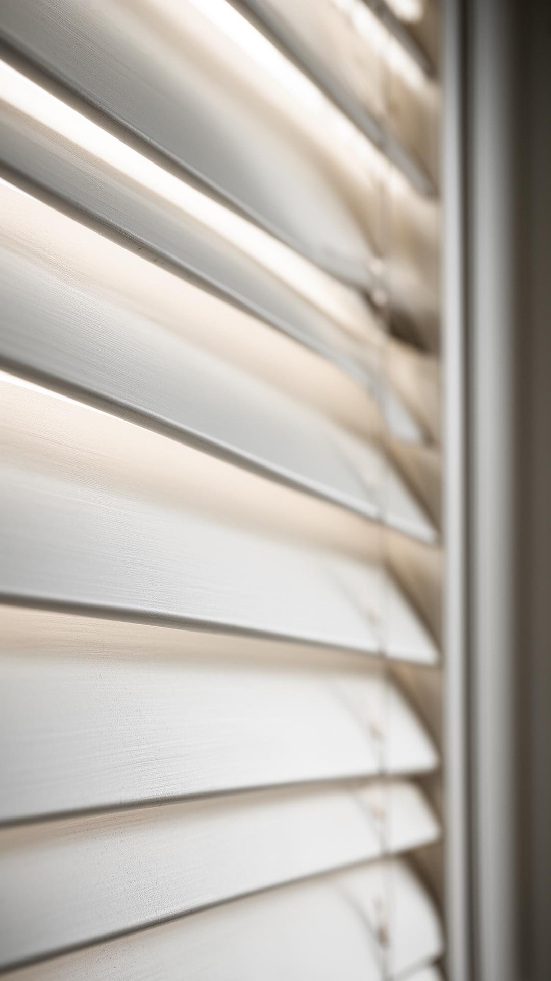 Detail of soft white plantation shutter louvres